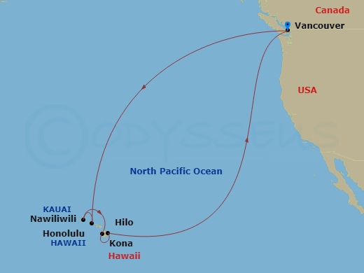 17-night Circle Hawaii Cruise Itinerary Map
