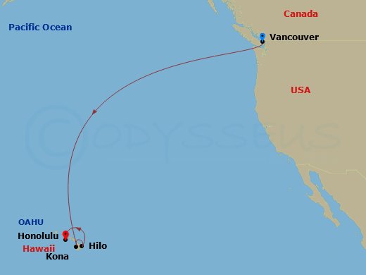 9-night Hawaii Cruise Itinerary Map
