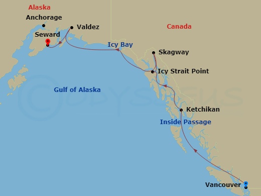 7-night Alaska Cruise Itinerary Map