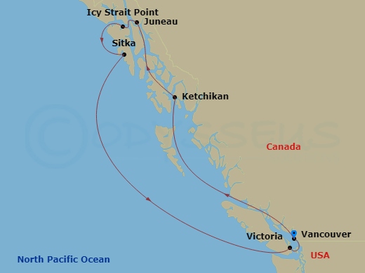 9-night Alaska Cruise Itinerary Map