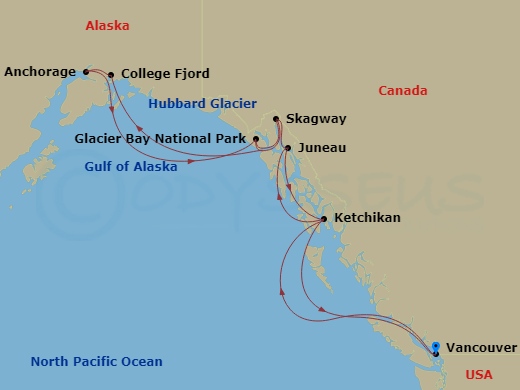 14-night Voyage Of The Glaciers Grand Adventure Cruise Itinerary Map