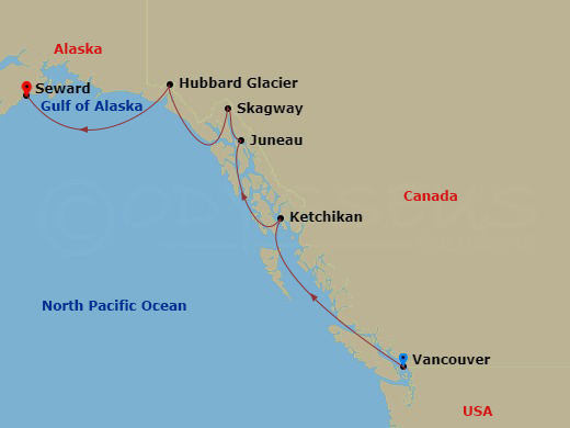7-night Skagway Summer Sun Cruise Itinerary Map