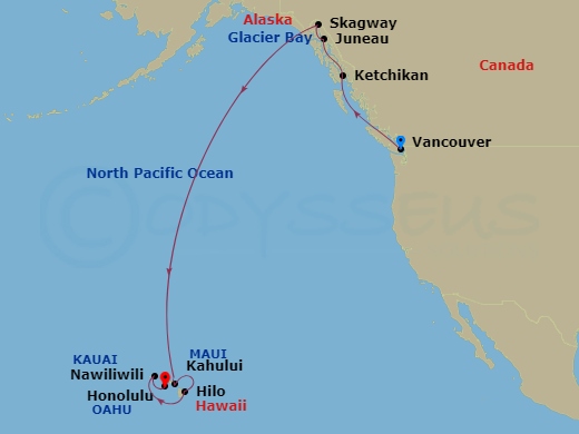 15-night Alaska Cruise Itinerary Map