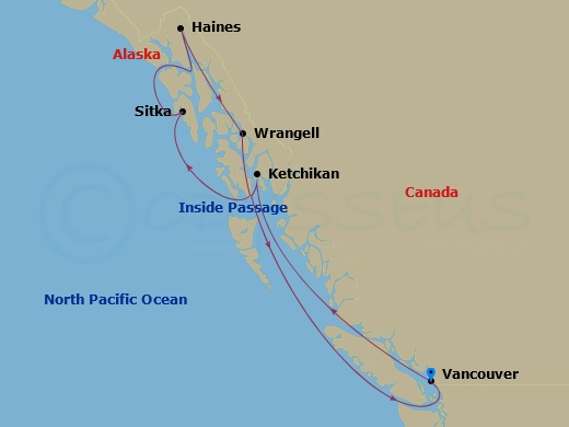 7-night Native Lands of Alaska Voyage Itinerary Map