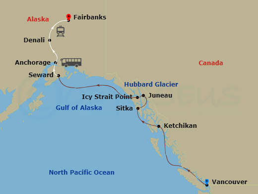 10-night Alaska Gold Rush Adventure Cruisetour #2A
