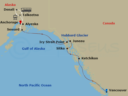 12-night Alaska Mountain Medley Cruisetour #5A