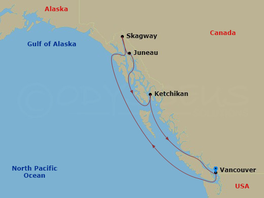 7-night Alaska Cruise From Vancouver Itinerary Map