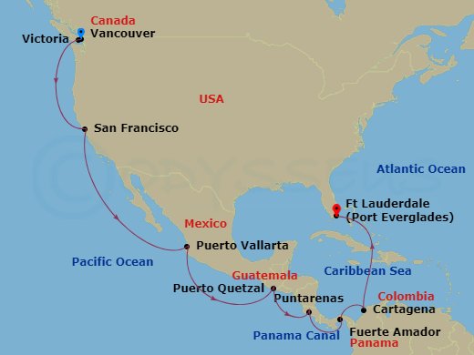 20-night Panama Canal - Ocean To Ocean Cruise