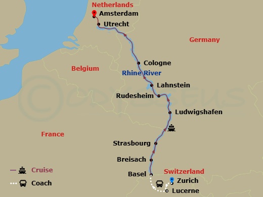 7-night Enchanting Rhine (Wine Cruise) With 2-nights Zurich, 2-nights Lucerne Pre-Cruise Cruise/Land Package